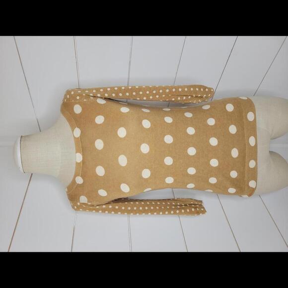 J Crew XXS Tan & white polka dots linen/cotton sweater - Picture 1 of 5
